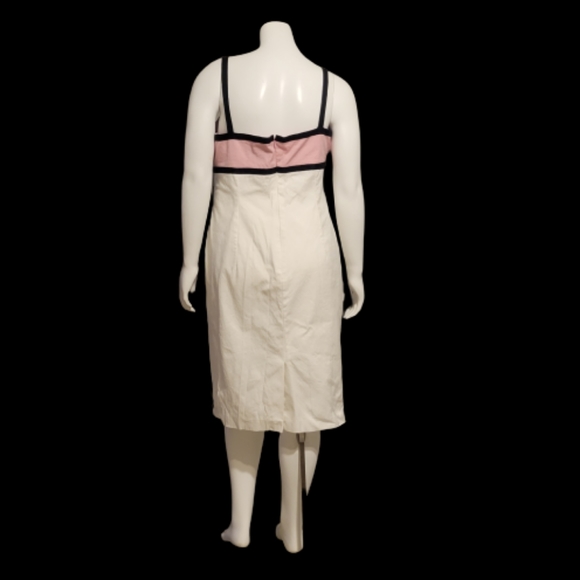Woman’s Liz Claiborne sheath dress, pink and white with lines on the sides - Picture 2 of 9